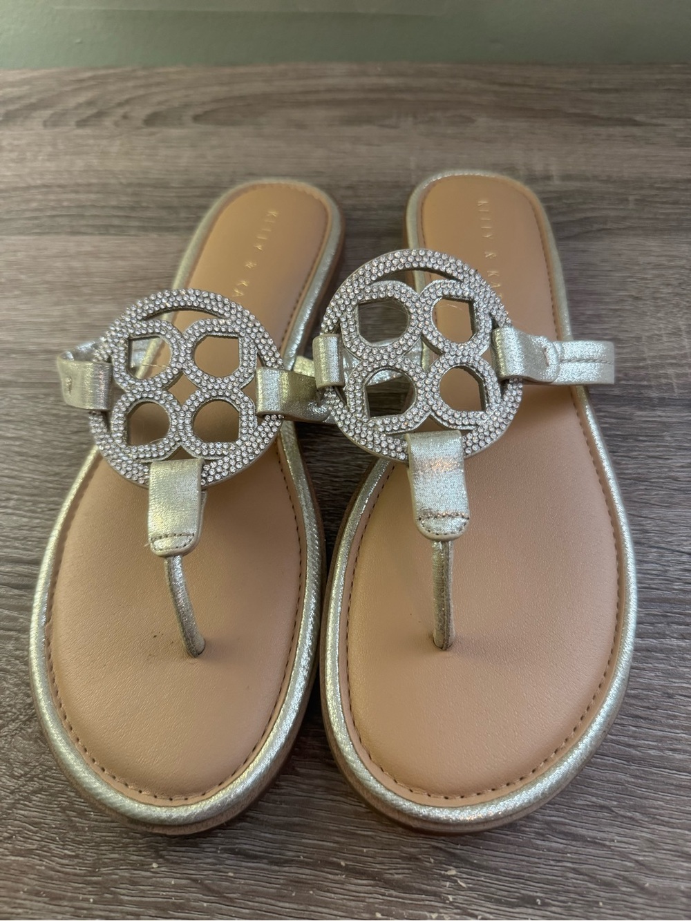 Kelly & Katie Dahlin Sandal Metallic Silver Embellished Women's Thong Sandals